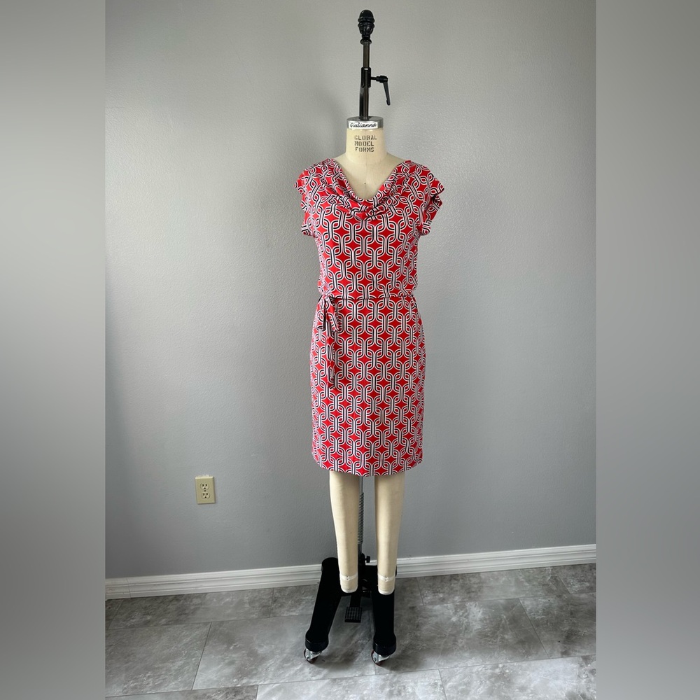 Banana Republic Dress Size S Geometric Sleeves Jersey Office Classic Sum…